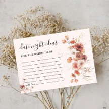Boho Floral Brautparty Date Night Ideas Card