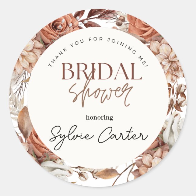 Boho Floral Brautparty Vielen Dank Runder Aufkleber (Vorderseite)