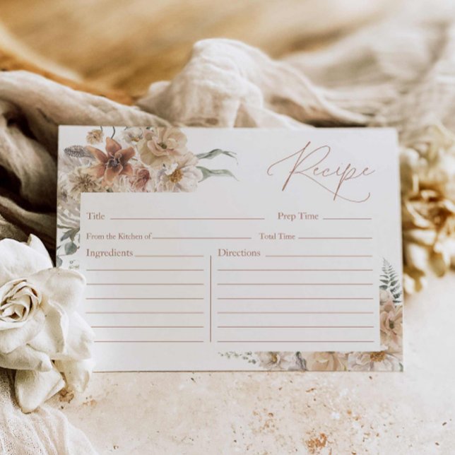 Boho Floral Bridal Rezept Card Postkarte (Boho Floral Bridal Shower Recipe Card)