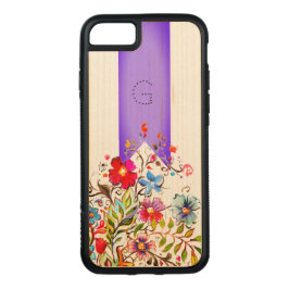 Boho Floral Bright Lila anpassbar Carved iPhone 8/7 Hülle
