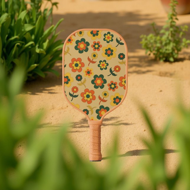 Boho Floral Brown & Beige Botanischer Frühling Som Pickleball Schläger (Von Creator hochgeladen)