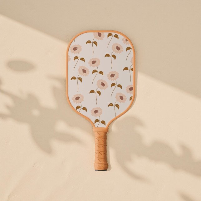 Boho Floral Brown & Beige Botanischer Frühling Som Pickleball Schläger (Von Creator hochgeladen)