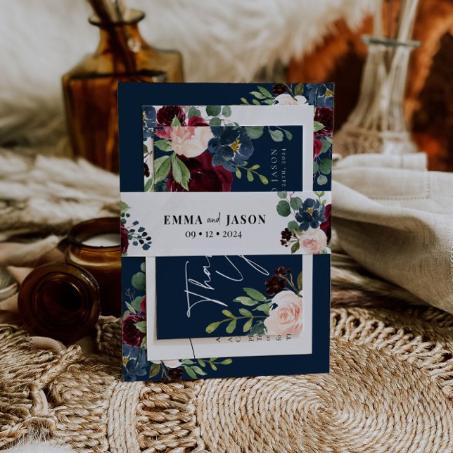 Boho Floral Burgundy Einladung Bly Band (Von Creator hochgeladen)