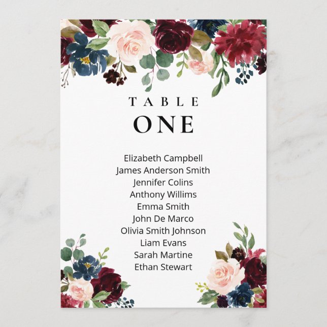 Boho Floral Burgundy Hochzeitskarte Einladung (Vorderseite)