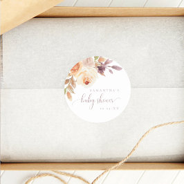 Boho Floral Burnt Orange Baby Shower Runder Aufkleber