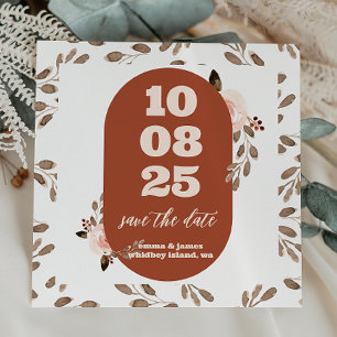 Boho Floral Burnt Orange Enregistrer la carte Date