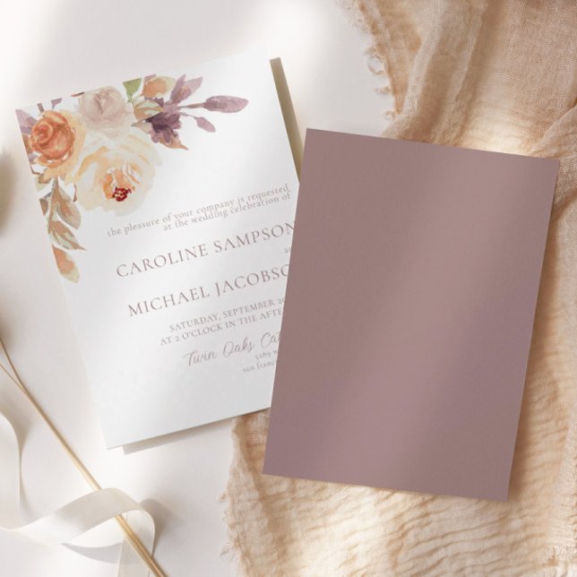 Boho Floral Burnt Orange Fall Wedding Invitation (Créateur téléchargé)