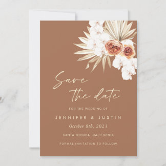 Boho Floral Burnt Orange Save the Date Card Einladung