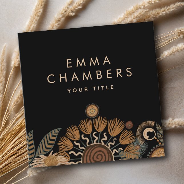 Boho Floral Business Card Quadratische Visitenkarte (Von Creator hochgeladen)