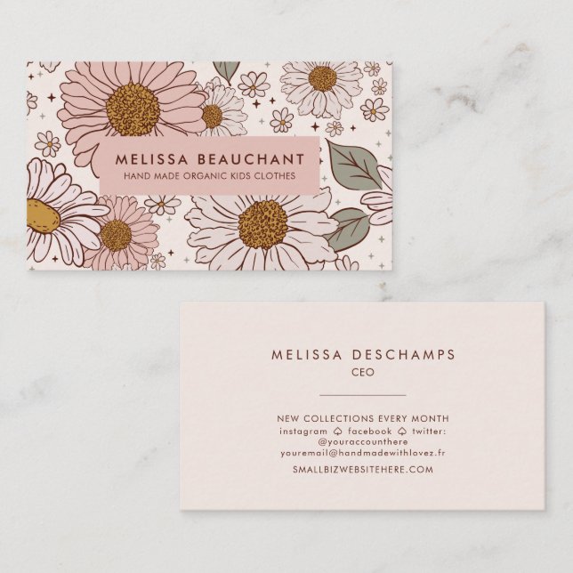 Boho Floral Business Card Visitenkarte (Vorne/Hinten)