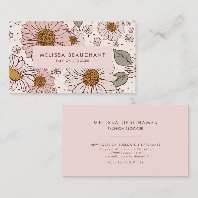 Boho Floral Business Card Visitenkarte (Vorne/Hinten)
