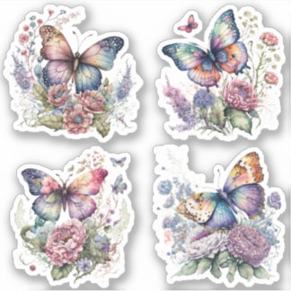 Boho floral Butterfly Sticker Bohemian Esthétique