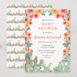 Boho Floral Cactus Baby Shower Einladung