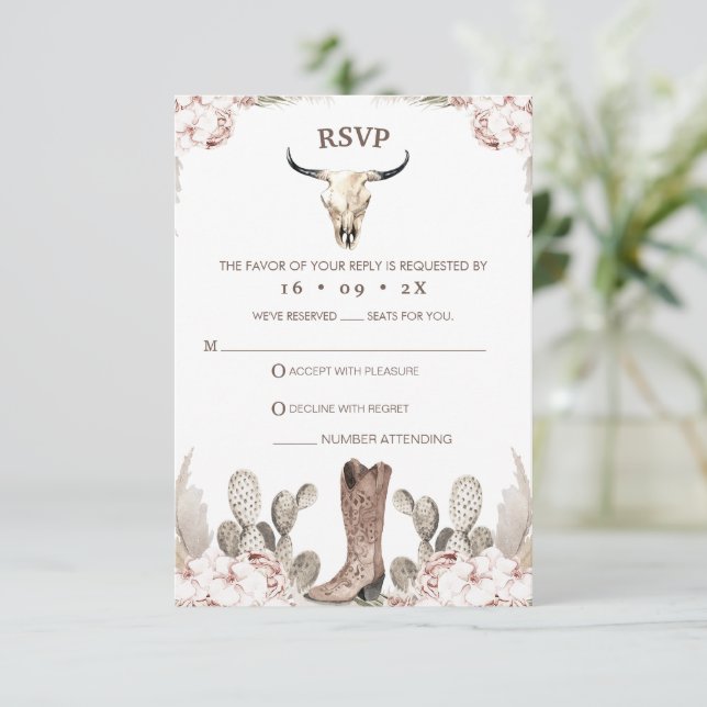 Boho Floral Cactus Rodeo 21e Anniversaire Carte RS (Debout devant)