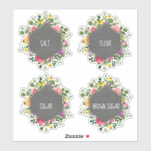 Boho Floral Chalkboard Kitchenette Label
