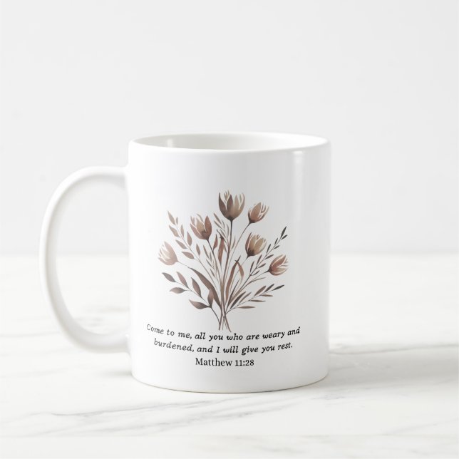 Boho Floral Christian Ceramic Mug (Gauche)