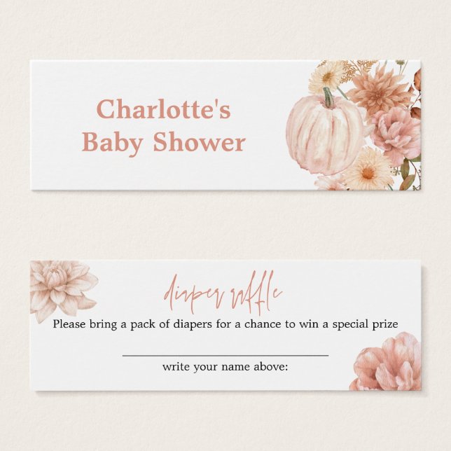 Boho Floral Citrouille Automne Baby shower Déchets (Devant & derrière)