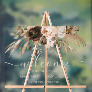 Boho Floral Citrouille Mariage bienvenue acrylique