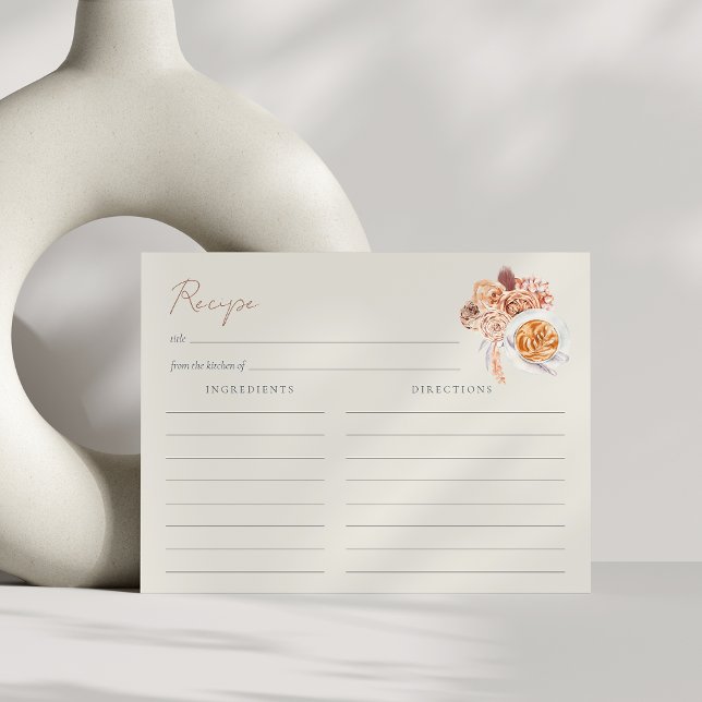 Boho Floral Coffee Cup Brautparty Rezept Card Postkarte (Von Creator hochgeladen)