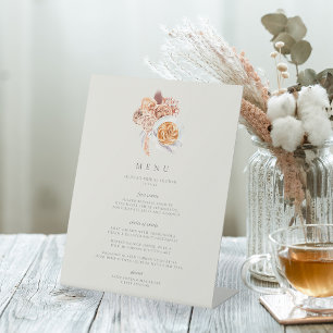 Boho Floral Coffee Theme Brautparty Brunch Menü Sockelschild