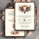 Boho Floral Cow Skull Western Einladung Hochzeit<br><div class="desc">Erleben Sie Ihren Western in einer Hochzeitseinladung mit rustikalem Kuhschädel und wunderschönen erdigen Blume mit QR-Code für Online-UAWG. Fügen Sie einfach Ihre Veranstaltungsdetails zu dieser einfach zu bedienenden Vorlage hinzu,  um sie zu einer einmaligen Einladung zu machen.</div>