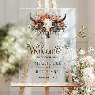 Boho Floral Crâne de Vache Occidental Mariage Bien