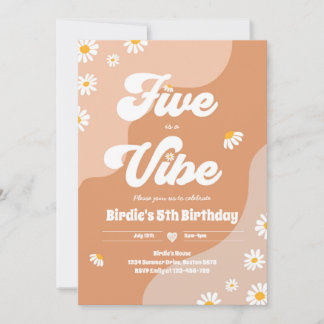 Boho Floral Daisy 5. Geburtstag 5 ist ein Vibe Einladung