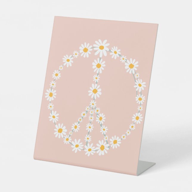 Boho Floral Daisy Groovy Birthday Party Peace  Sockelschild (Vorderseite)