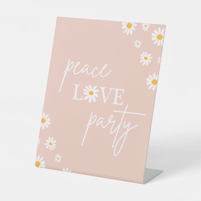 Boho Floral Daisy Groovy Birthday Peace Liebe Part Sockelschild (Vorderseite)