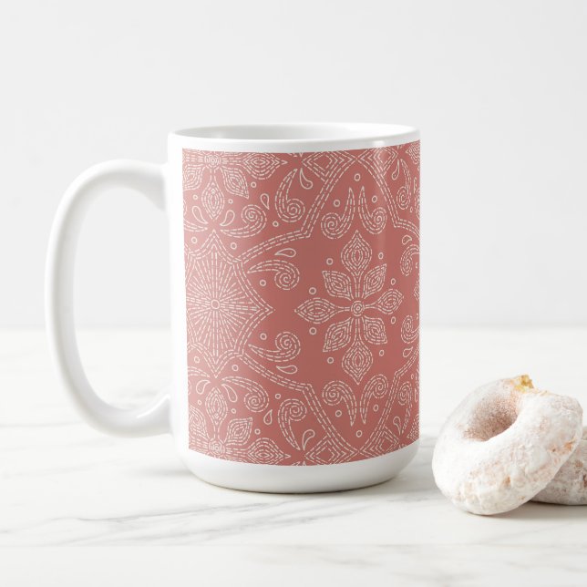 Boho Floral Damask Bar Settecentesimo Kaffeetasse (Mit Donut)