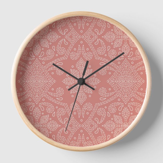 Boho Floral Damask Bar Settecentesimo Uhr (Vorderseite)