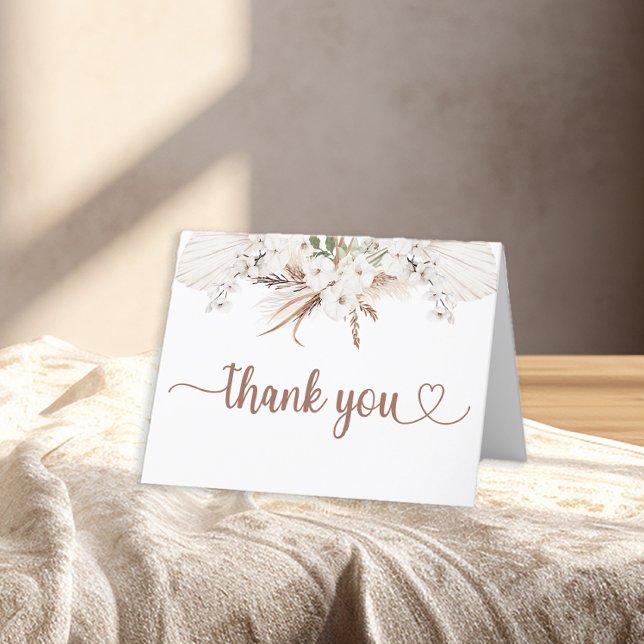 Boho Floral danke dir Karte neutrale Pampas (Boho Floral Thank You Card)