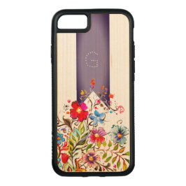 Boho Floral Dark Lila anpassbar Carved iPhone 8/7 Hülle