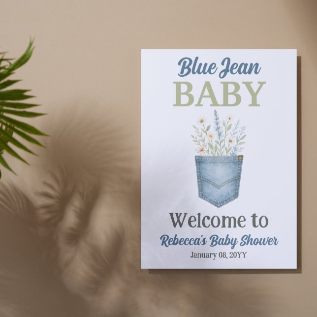Boho Floral Denim Blue Jean Baby Dusche Willkommen Poster (Von Creator hochgeladen)