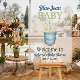 Boho Floral Denim Blue Jean Baby shower Bienvenue