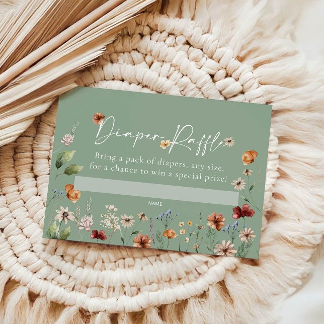 Boho Floral Diaper Raffle Babyduschkarte Mitteilungskarte (Von Creator hochgeladen)