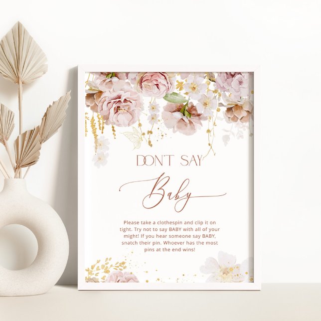 Boho floral Don't say baby game Poster (Von Creator hochgeladen)