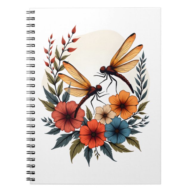 Boho Floral Dragonfly Notizblock (Vorderseite)