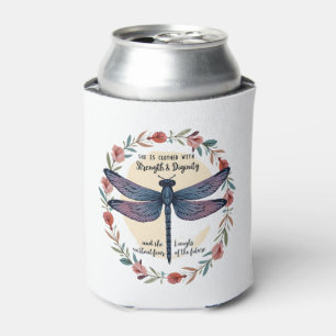 Boho Floral Dragonfly Sie ist mit Stärke bekleidet Dosenkühler