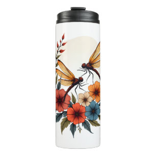 Boho Floral Dragonfly Thermosbecher