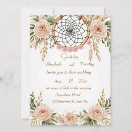 Boho Floral Dreamcatcher Save the Date Card
