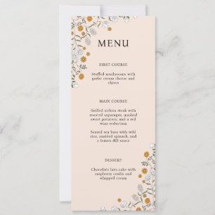 Boho Floral Earth Tones Brautparty Menu Card Einladung