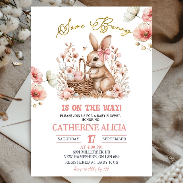 Boho Floral Easter Bunny Baby Shower Einladung (Von Creator hochgeladen)