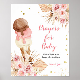 Boho-Floral-Eiscreme-Gebete für Baby  Poster