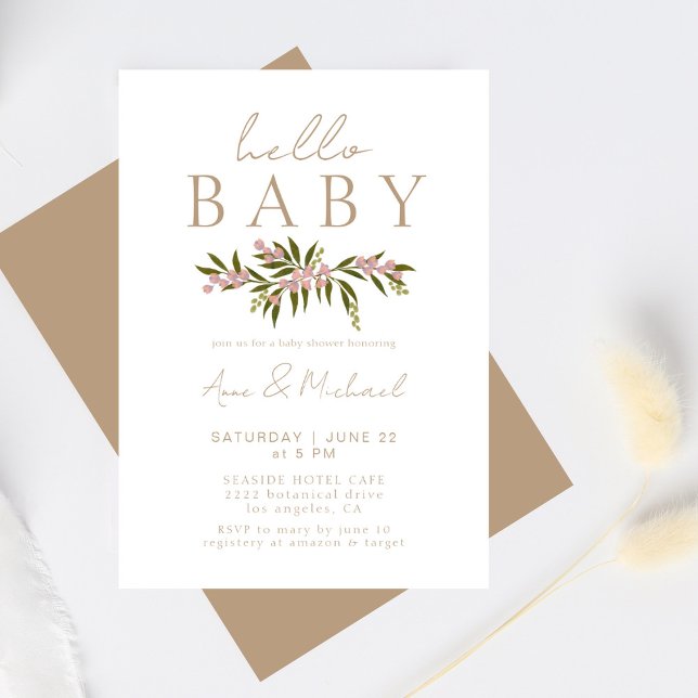 Boho Floral Elegant Gender Neutral Baby Shower Einladung (Von Creator hochgeladen)