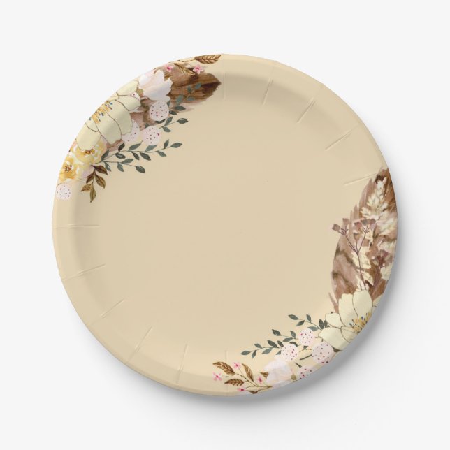 Boho Floral Elegant Paper Plakate, jedes Ereignis Pappteller (Vorderseite)