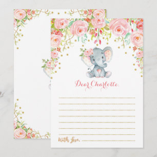 Boho Floral Elephant Time Capsule Message Card Einladung
