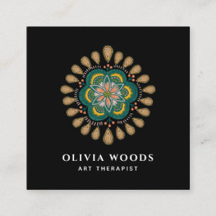 Boho Floral Emblem Art Therapeut Business Card Quadratische Visitenkarte