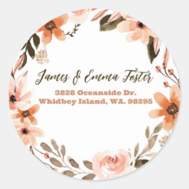Boho Floral Envelope Address Siegel Runder Aufkleber