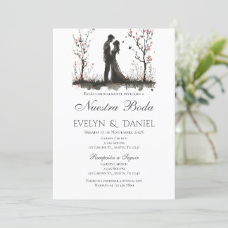 Boho Floral Faire-part de mariage en espagnol